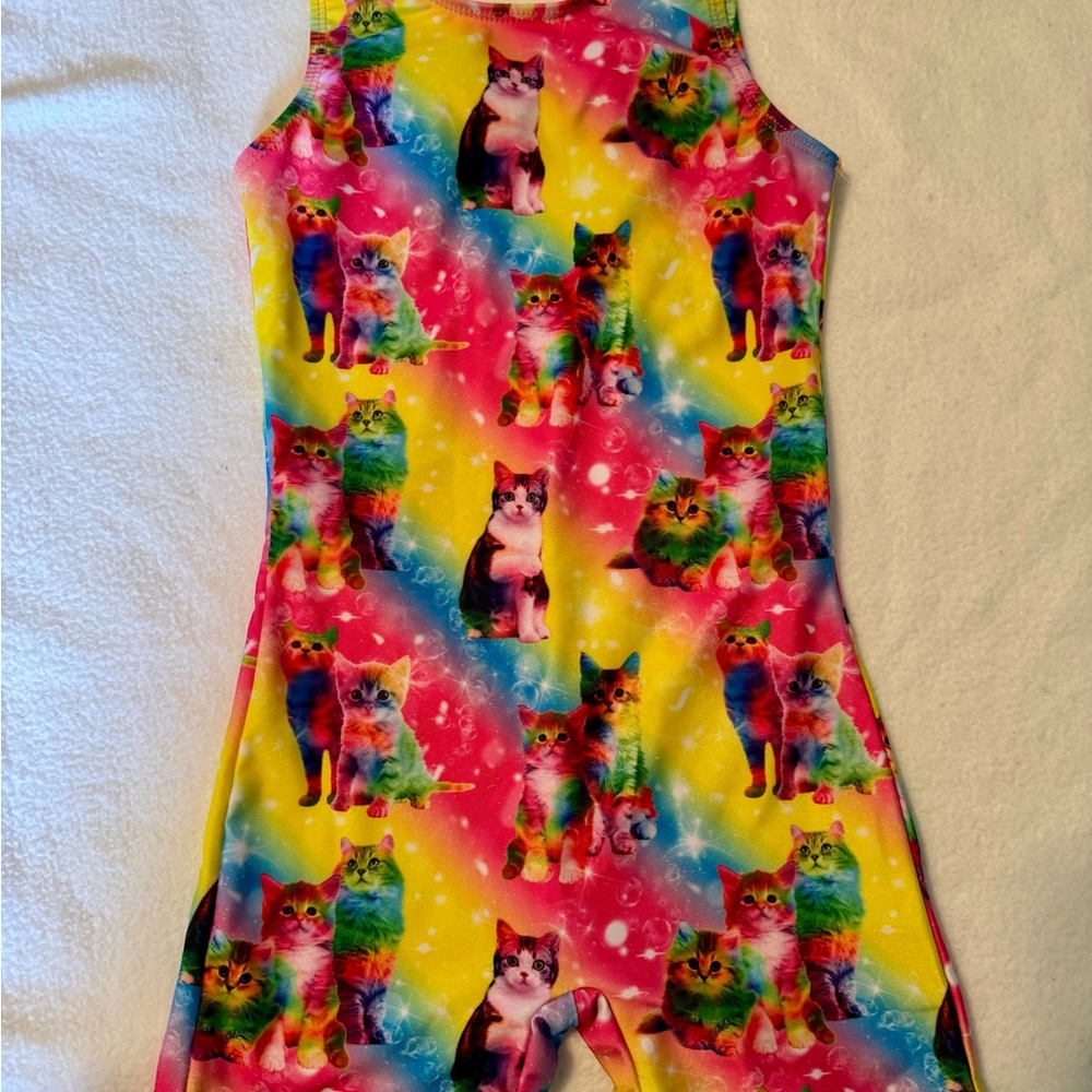 Colorful Cat Print Bodysuit